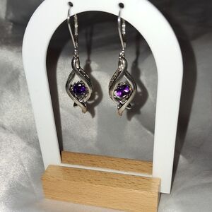 Silver and Purple Earrings